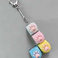 Porte-clés en silicone Patte de Chat Mignonne, Pendentif Keycap Clavier Mécanique, Breloque de Sac Kawaii, Accessoires Cadeau Personnalisés, Vente en Gros