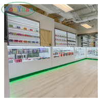 L-Form 4ft grüne LED-Display-Gegen etuis mit beleuchtetem Glas-Vitrinen-Spiegel regal für Smoke Shop Displays