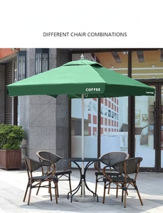 Sombrilla para exteriores, sombrilla tipo poste central con juego de sillas de mesa para café, té de la leche, TIENDA DE USO COMERCIAL - Product Image 2