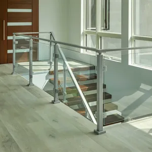 Escadaria ACE vidro temperado corrimão com pós balaústre aço inoxidável vidro escada corrimão