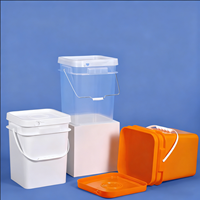 Ember Plastik Tebal Persegi dengan Gagang Logam 10~25L untuk Kemasan Bahan Kimia, Deterjen Bubuk, Pemutih Bubuk