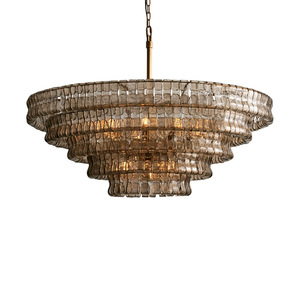 Jylighting 6-ánh sáng pháp Country <span class=keywords><strong>LED</strong></span> Chandelier kim loại treo Rod hiện đại hổ phách đèn thủy tinh cho phòng treo AC Nguồn điện - Product Image 4