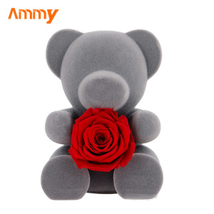 AM-PFG09B Ammy Saint Valentin Cadeau Poupée Bouquet De <span class=keywords><strong>Fleurs</strong></span> Flocage Ours Fleur Éternelle Ours Rose Ours Fleur Réservée dans une Boîte Cadeau - Product Image 2