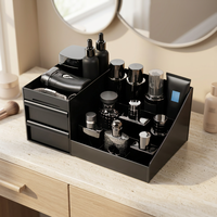 Boîte de rangement cosmétique noire, type tiroir, support de table multi-compartiments pour coiffeuse