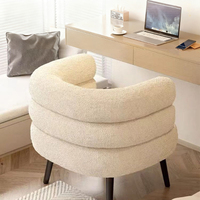 Fauteuil de salon et chambre à coucher en laine de mouton capitonnée, style nordique moderne minimaliste - Mobilier de maison ergonomique et confortable