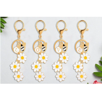 Porte-clés Lettre avec Fleur et Abeille pour Femmes et Filles - Breloque Initiale pour Sac à Dos, Sac à Main ou Cartable