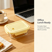 Boîte à lunch bento en verre borosilicate haute résistance de 640 ml, résistante à la chaleur, pour les employés de bureau, utilisable au micro-ondes, pour conserver les aliments frais