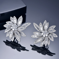 KIRIN bijoux de mariage fins pour femmes 925 argent Sterling coupe fleur goujon Moissanite boucles d'oreilles bijoux à la mode