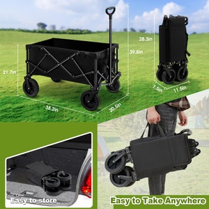 Carrito Plegable Resistente de 350 Libras, Carrito de Jardín con Ruedas Todoterreno, Carrito Utilitario Portátil de Gran Capacidad - Product Image 5