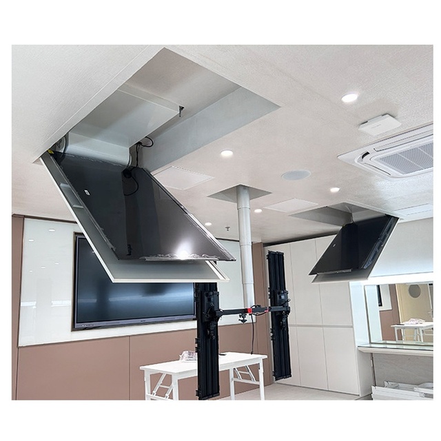 JGST New Customized Ceiling Motorized Flip Down Retractable TV Mount Remote Control Swivel Steel for 75" TVs Vertical/Horizontal
