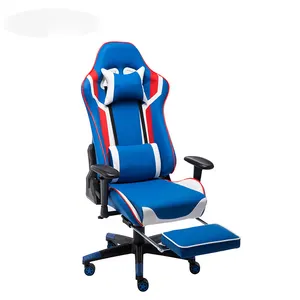 Silla giratoria ejecutiva de cuero PU para oficina, soporte Lumbar y reposacabezas, estilo de carreras, para juegos con espalda alta