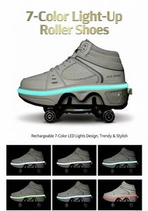 Chaussures de patinage d'extérieur WECOO avec logo personnalisé, lumières LED clignotantes, <span class=keywords><strong>4</strong></span> <span class=keywords><strong>roues</strong></span> rétractables, pour enfants - Product Image 6
