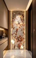 Marbre translucide doré, pierre naturelle de luxe, pour mur de fond de villa moderne, comptoir de salle de bain et de cuisine, découpe personnalisable