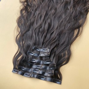XBL Double Drawn Invisible Naturel Noir Couleur Clip Naturel Vierge Vrais Cheveux Humains Extension Genius Trame Clip Ins Extensions - Product Image 3