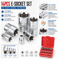 14pcs Set Kunci Kombinasi Torx 6-Bunga Tipe E Kelas Industri, Kunci Soket Krom Persegi Besar Sedang Kecil, Peralatan Perbaikan dan Perawatan