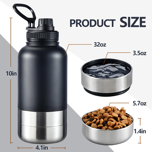 Custom logo 32oz <b>Stainless</b> <b>Steel</b> Outdoor Pet Travel <b>Bowl</b> Insulated 3 in 1 <b>Dog</b> Portable Water Drinking and Food Bottle - Product Image 2