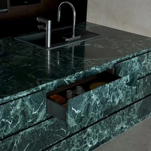 Comptoir de salle à manger de luxe avec plateau en marbre vert Pradas, comptoirs de cuisine intérieurs pour villa, hôtel, mobilier de salle à manger - Product Image 2