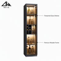 Armoire à vin modulaire moderne en verre avec éclairage LED, unité de rangement de luxe personnalisable pour présentation de spiritueux