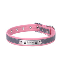 Collier de chien chat en microfibre personnalisé solide avec logo gravé sur mesure, collier en cuir robuste et durable avec bande réfléchissante pour chien
