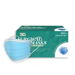 Consumíveis médicos de fábrica 3q, atacado azul da máscara facial do médico fornecedores, máscara cirúrgica facial 3d facemask descartável