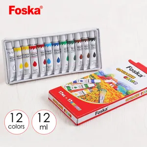 Foska High Quality 12 PCS Drawing Tube Artist Gouache Color Paint Set