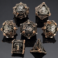 Ensemble de dés en cuivre rouge antique, faits à la main, écologiques, 7 pièces, dés polyédriques creux, DND, Dungeons & Dragons, RPG, jeux de société