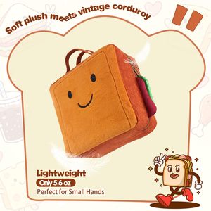 Sac à déjeuner isotherme pour enfants, motif toast en peluche mignon, fermeture éclair étanche, sac fourre-tout thermique en velours côtelé doux, <span class=keywords><strong>glacière</strong></span> légère - Product Image 3