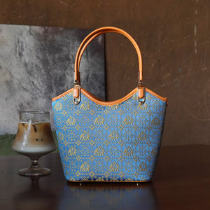 Bolso de Mano con Diseño Geométrico, Brocado <span class=keywords><strong>Zhuang</strong></span>, Patrimonio Cultural Inmaterial, Cierre de Cremallera, Correa Ajustable para Mujer - Product Image 2