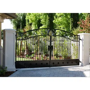 Remachway-puerta principal de metal para el hogar, portón de entrada frontal abatible, de hierro forjado y acero