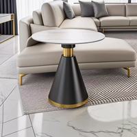 Table ronde moderne à base conique, surface en pierre frittée blanche, mobilier pour hôtel, restaurant, café, bistrot, bar et salon