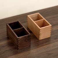 Boîte de rangement écologique en bois de noyer massif à deux compartiments avec joint en queue d'aronde rectangulaire, artisanale, organisateur de bureau pour télécommande