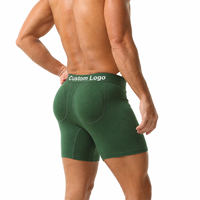 Sous-vêtements pour hommes avec logo personnalisé, vente en gros, caleçons et boxers à jambe longue, rehausseur de fessier, poche amovible, tissu doux, certifiés GRS