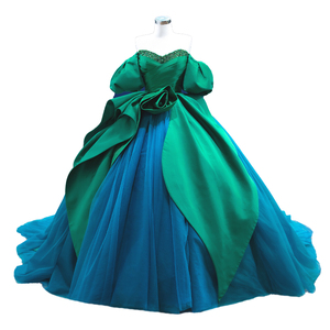 Robe de soirée pour femme RSM222189 à manches courtes, épaules dénudées, col en V, robe de bal en mousseline de soie - Product Image 5