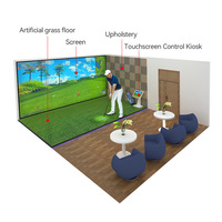 Salle de simulation de golf en intérieur avec plateformes de swing mobiles et système de départ automatique