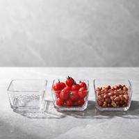 Minimalistische vierkante gehamerde glazen schaal, stapelbaar, loodvrij, voor fruit, noten, geschikt voor thuis, feestjes en hotels.