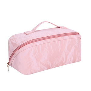 Bolsa de Maquillaje de PU Texturizado con Cierre, Asa Suave, Estuche Cosmético Portátil para Mujer, Patrón Geométrico, Primavera 2025 - Product Image 2