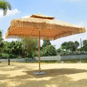 Foldable canopy bamboo thatch natural palm raffia,straw Umbrellas wholesale beach sun parasols from Vietnam/