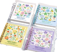 Carnet à feuilles mobiles carré, petit carnet mignon à fleurs, lignes horizontales, horloge estampée, bloc-notes portable, carnet de notes