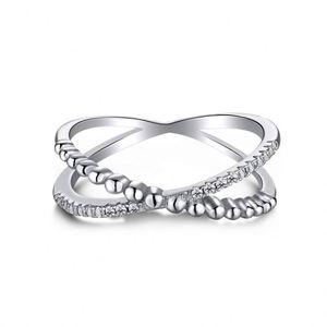 Dylam Quality Jewellery Minimalist Bead Cross Shape Cubic Zircon Cz Cocktail <b>Ring</b> Sterling Silver 925 Simple <b>Finger</b> <b>Rings</b> - Product Image 1