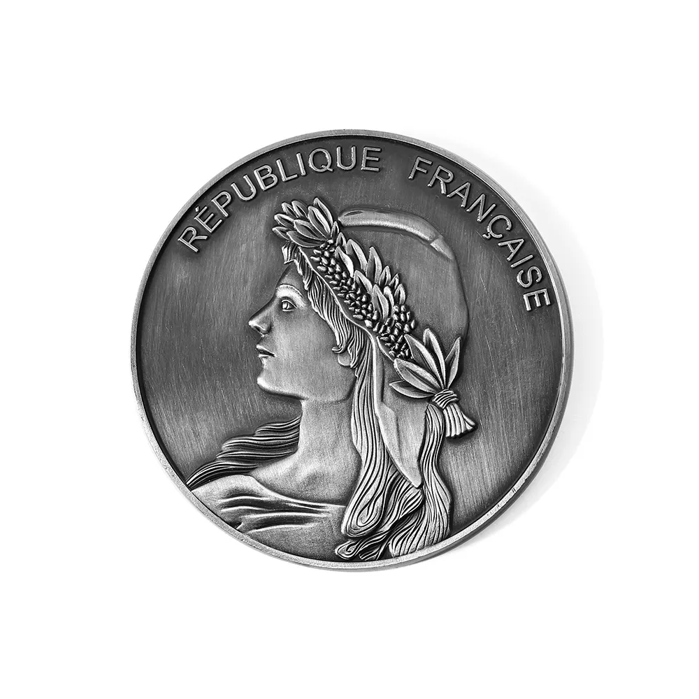 custom metal silver woman 3d wreath girl francaise coin