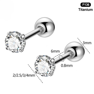 Boucles d'oreilles clous en titane F136 avec pierres précieuses et extrémités papillon pour piercing d'oreille et de cartilage |   Bijoux de corps colorés en gros - Product Image 4