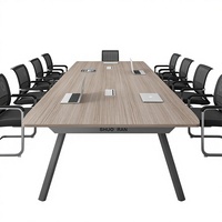 Table de conférence longue, mobilier de bureau, table de négociation, table de formation, combinaison table et chaises de bureau, bureau multi-personnes en bambou