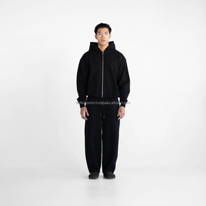 OEM Custom Logo Men's Active Wear Cotton Fleece Tracksuit Breathable 2-Piece Set Customizable <b>Embroidery</b> Plus Size <b>for</b> Winter - Product Image 1