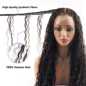 شعر مستعار نسائي ثلاثي الشفاف بدانتيل أمامي كامل شعر مجدل بدانتيل رأس شعر بشري + سروال شعر مستعار Dreadlock - Product Image 4