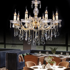 24 đèn màu vàng cơ thể trong suốt K9 pha lê Châu Âu cổ điển Đèn chùm cho tiệc cưới trang trí ánh sáng nhà - Product Image 3