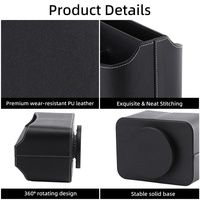 Organisateur de bureau en cuir PU, support de rangement portable pour maquillage et papeterie, boîte de rangement 360° °   Logo personnalisé rotatif pour le bureau et la maison