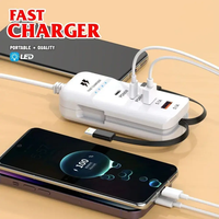 Chargeur rapide multifonctionnel double PD 66W + USB 5.1A pour téléphones Apple et Android, prise murale