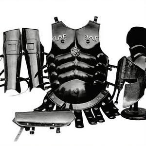 Conjunto de Armadura Medieval de Acero Negro, Estilo Romano para Adultos, con Casco y Protectores de Piernas, Coleccionable de Personajes de TV y Cine - Product Image 2