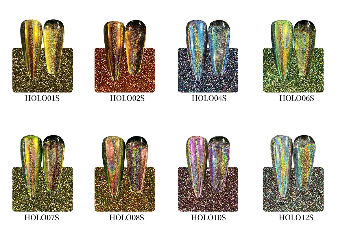 Holographic Aurora Tắc Kè Hoa chromashift Nail sắc tố Nail Art sơn mài vỏ bột