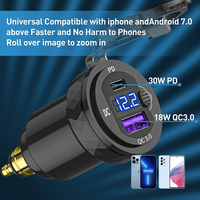 Adaptador de Corriente con Enchufe DIN Hella a USB C PD3.0, Cargador USB con Voltímetro e Interruptor de Encendido/Apagado para Automóvil, RV, Barco